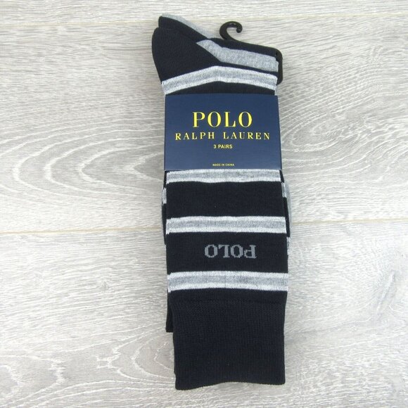 Polo Ralph Lauren Dress Slack Socks Men's Size 6-12.5 (3 PAIRS) Gray Multi NEW - Picture 2 of 10